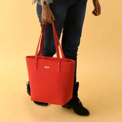Era Vegan Leather Tote - Coral Red - Tampa Home & Garden Store