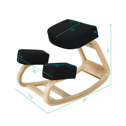 Silla ergonómica de rodillas, mecedora, taburete de oficina, postura recta - Negro