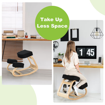Silla ergonómica de rodillas, mecedora, taburete de oficina, postura recta - Negro
