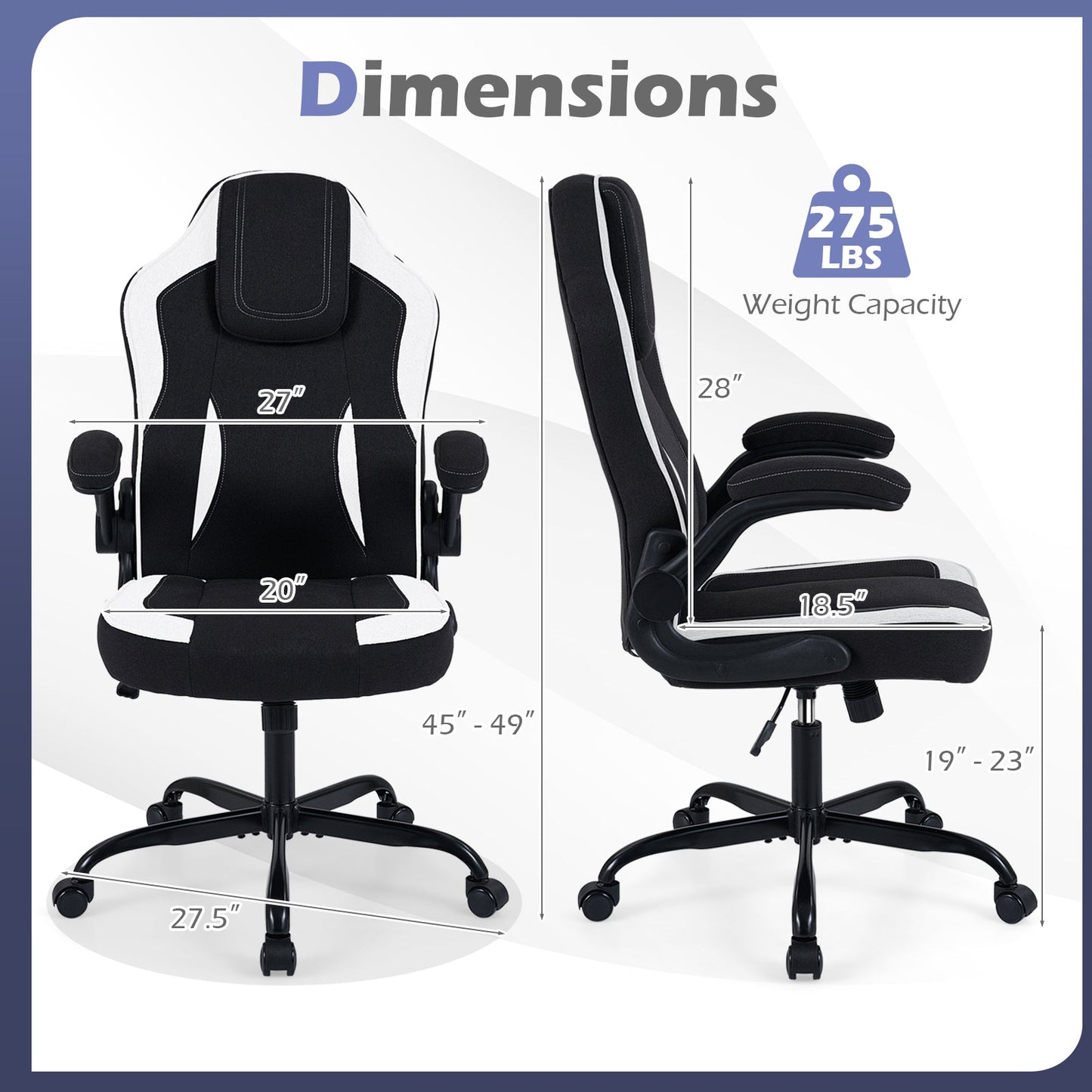 Ergonomic Computer Office Chair with 90¬∞ Flip-up Armrests