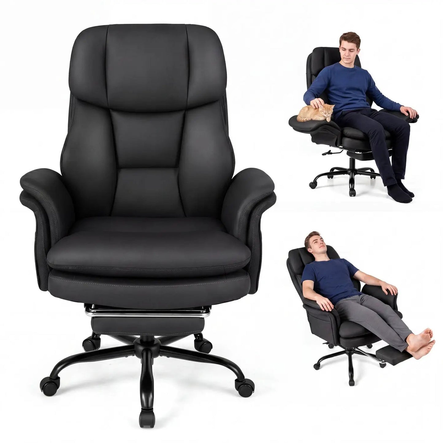 Big and Tall Office Chair with Footrest 500 lbs