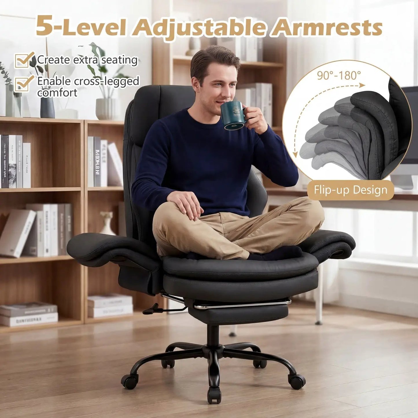 Big and Tall Office Chair with Footrest 500 lbs