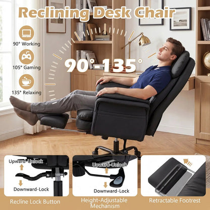 Big and Tall Office Chair with Footrest 500 lbs