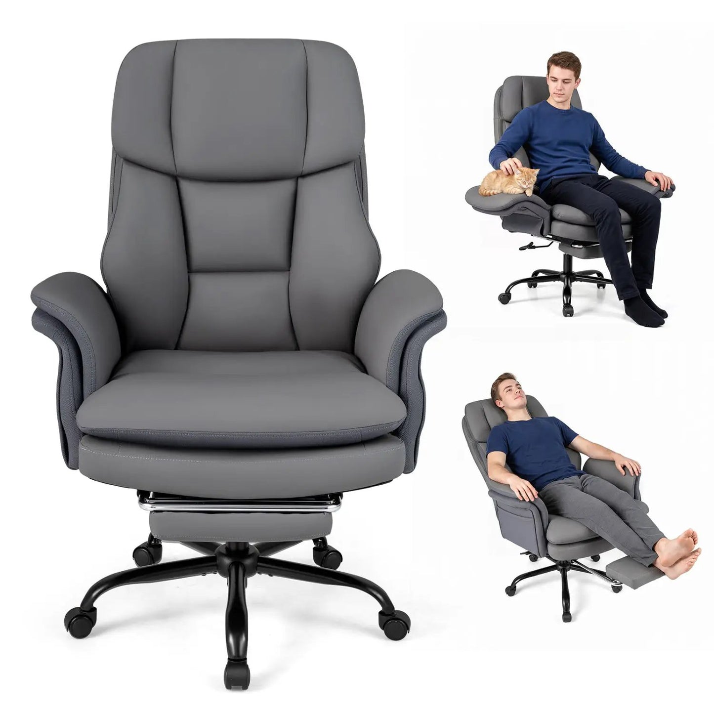 Big and Tall Office Chair with Footrest 500 lbs