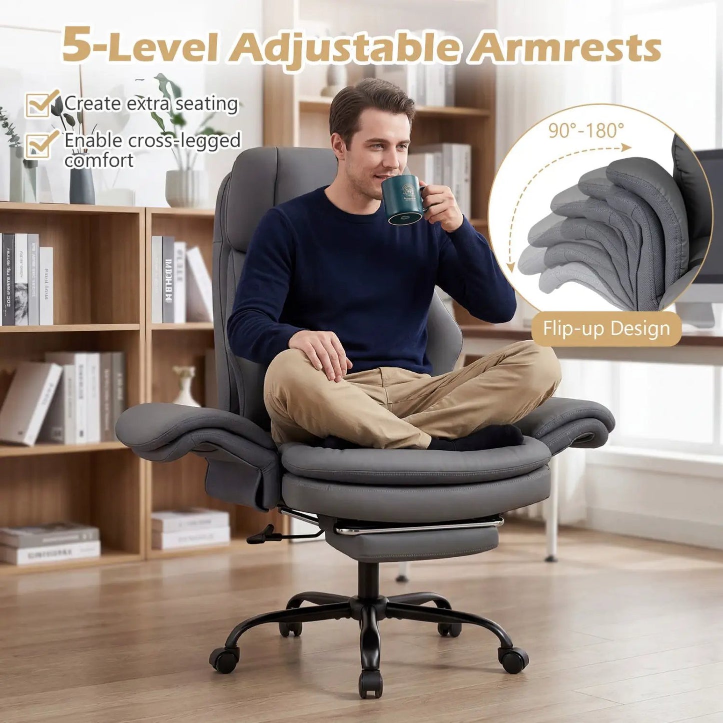 Big and Tall Office Chair with Footrest 500 lbs
