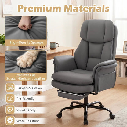 Big and Tall Office Chair with Footrest 500 lbs