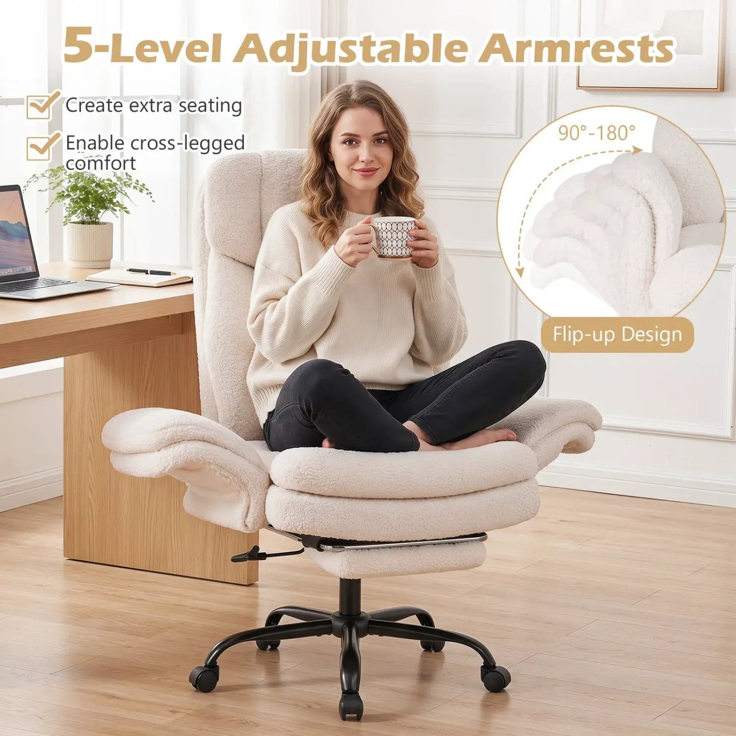 Big and Tall Office Chair with Footrest 500 lbs