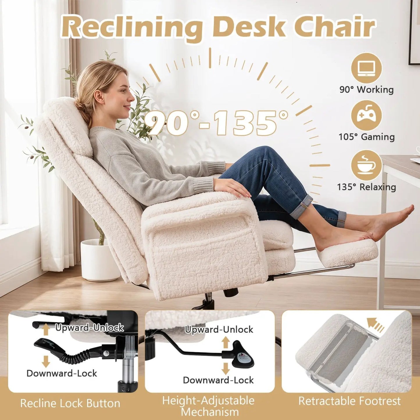 Big and Tall Office Chair with Footrest 500 lbs