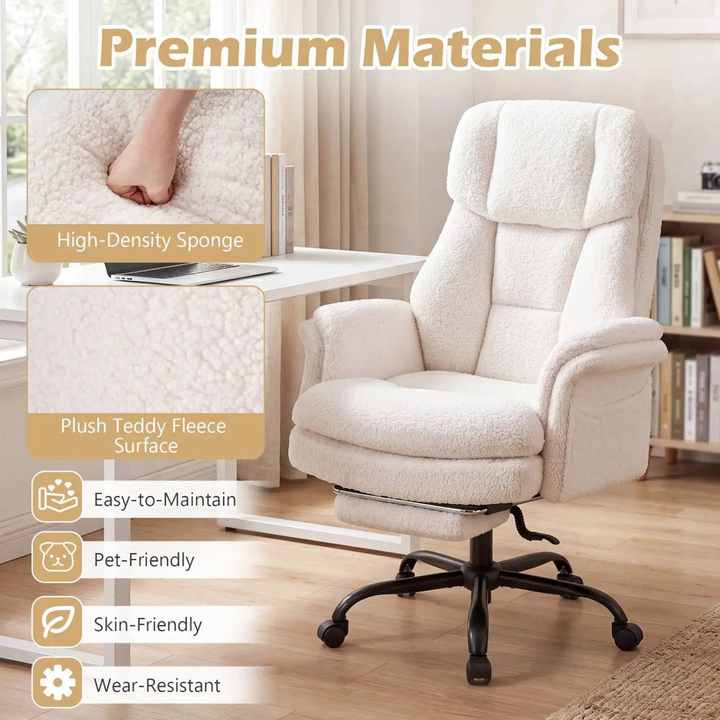 Big and Tall Office Chair with Footrest 500 lbs