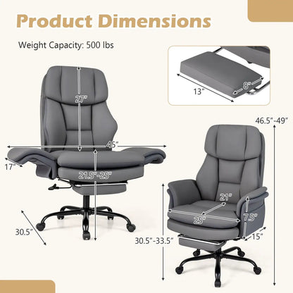 Big and Tall Office Chair with Footrest 500 lbs