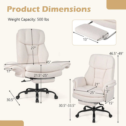 Big and Tall Office Chair with Footrest 500 lbs