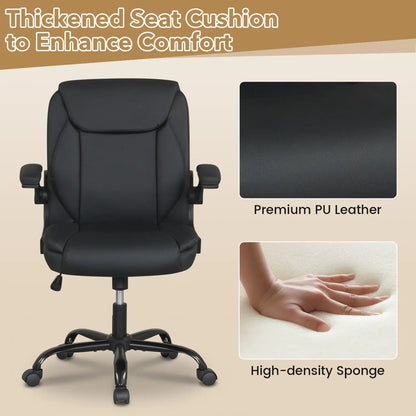 Ergonomic Leather Office Chair Flip Up Armrests