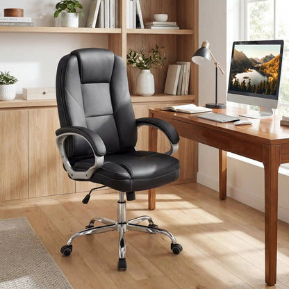 Ergonomic Leather Office Chair With Armrests