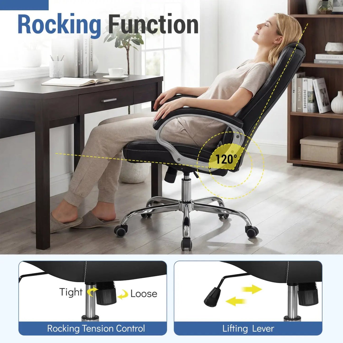 Ergonomic Leather Office Chair With Armrests