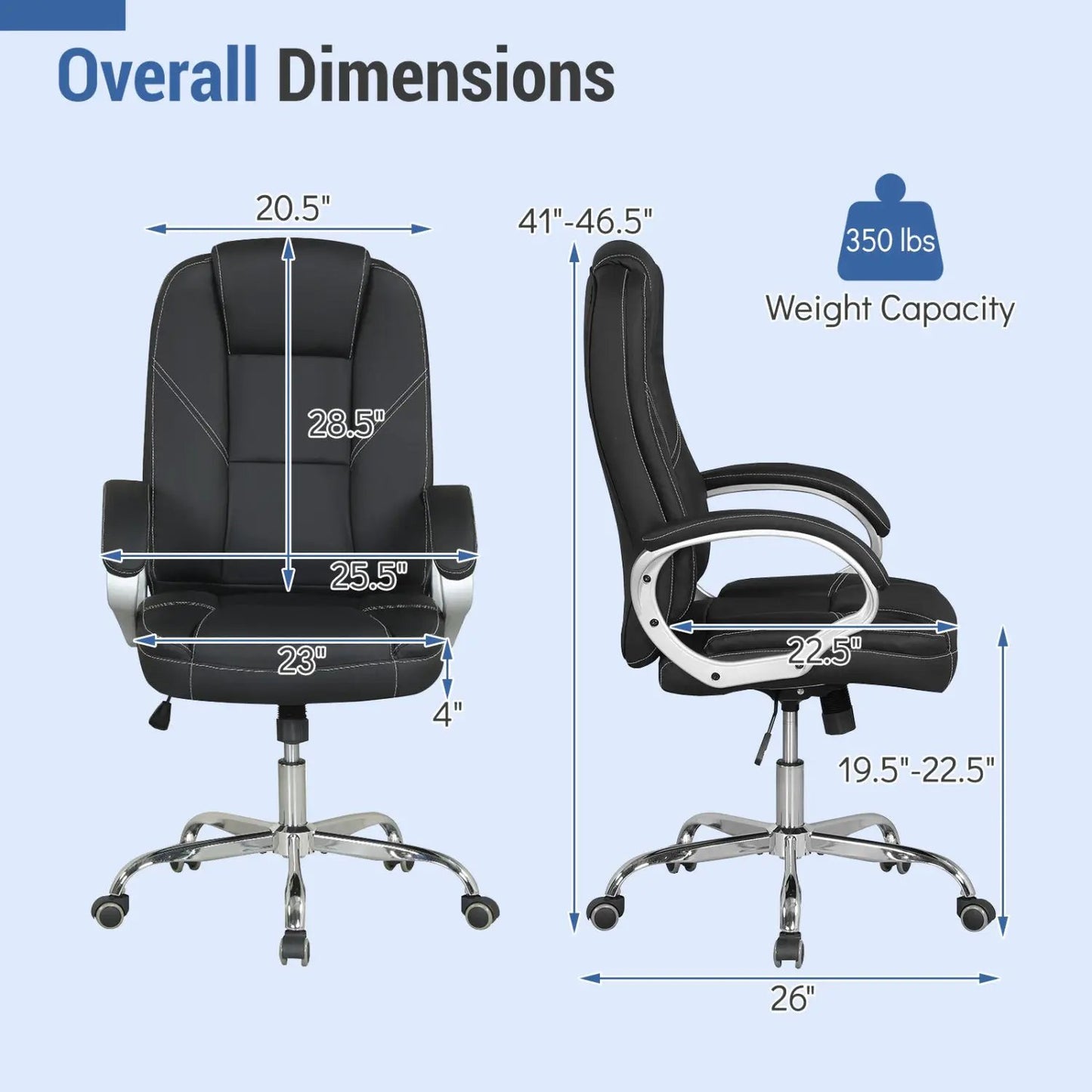 Ergonomic Leather Office Chair With Armrests