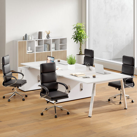 Ergonomic Leather Office Chair with Adjustable Height and Rocking Function-Black - Tampa Home & Garden Store