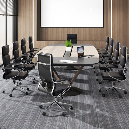 Silla ergonómica de oficina de piel con altura ajustable y función de balanceo - Negra