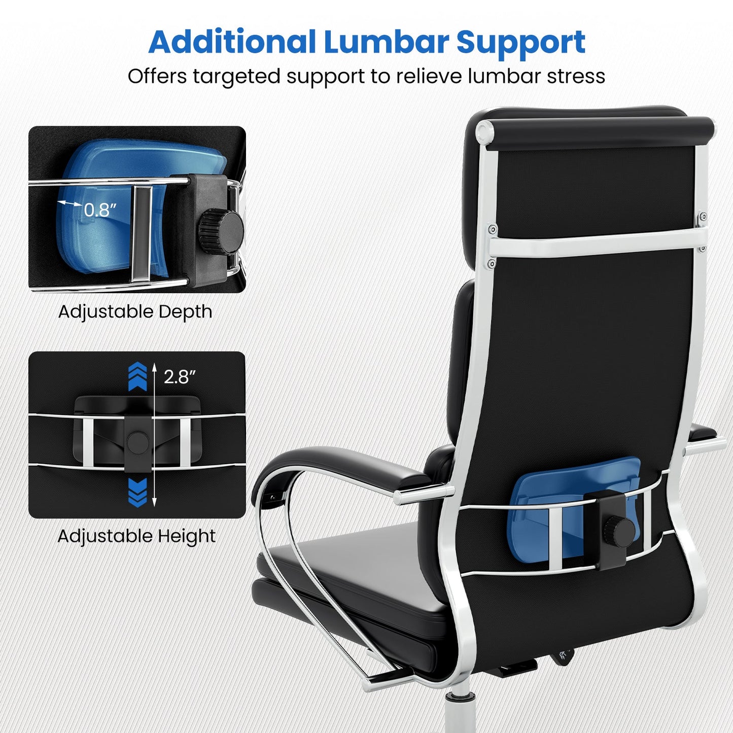 Silla ergonómica de oficina de piel con altura ajustable y función de balanceo - Negra