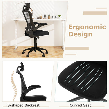 Ergonomic Mesh Office Chair with Adjustable Height for Home Office-Black
