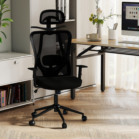 Ergonomic Office Chair with 3D Headrest and Reclining Backrest-Black - Tampa Home & Garden Store