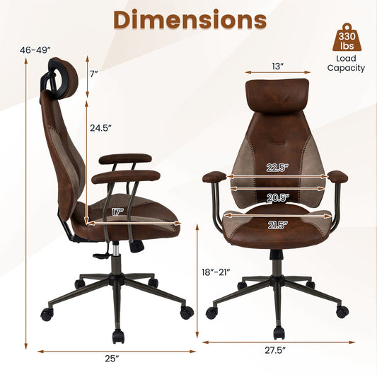 Ergonomic Office Chair Computer Desk Chair with 2D Headrest and Rocking Backrest - Tampa Home & Garden Store