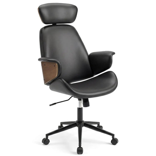 Ergonomic office chair with headrest, DirectDeals, black leather, adjustable height on Tampa Home & Garden Store