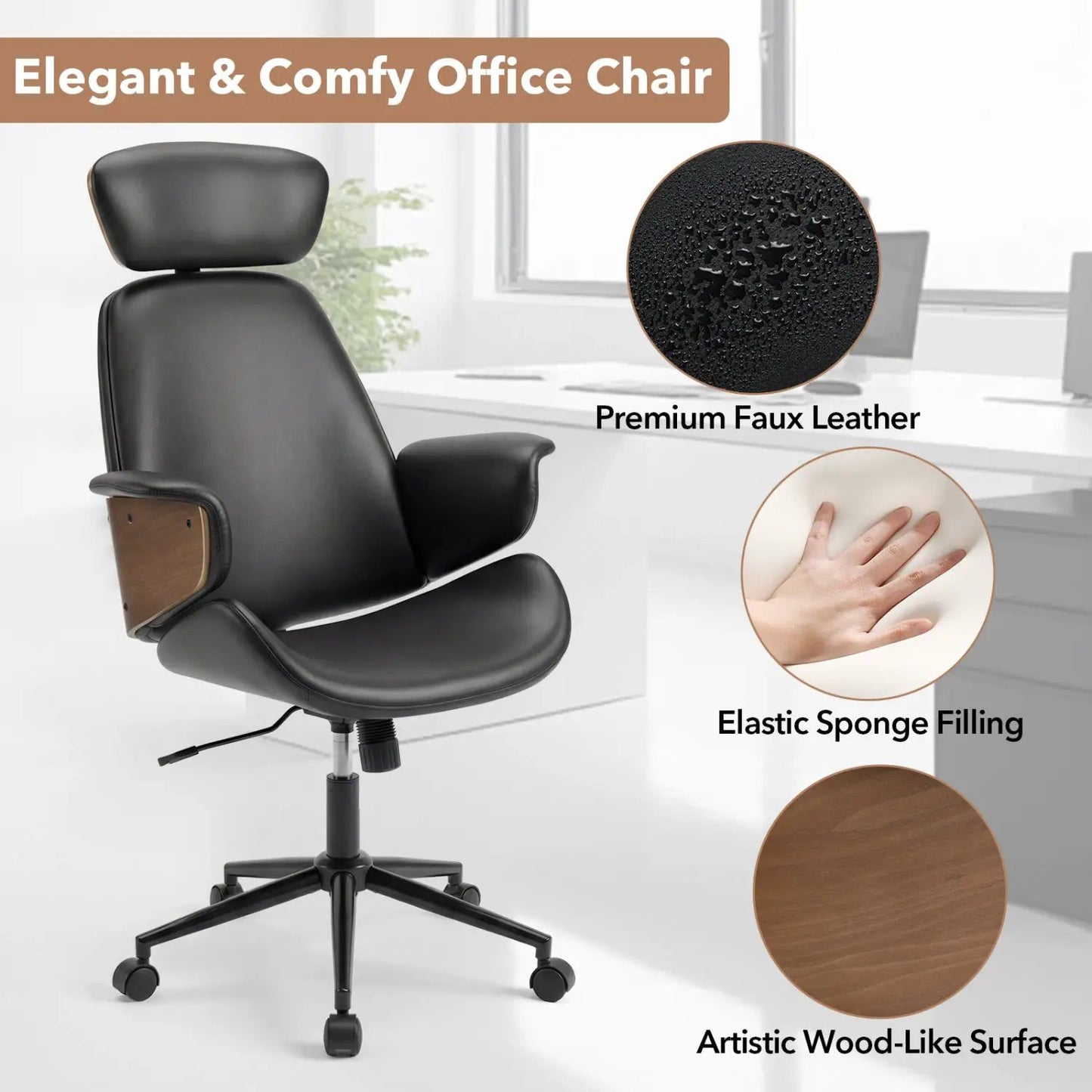 Ergonomic Office Chair With Headrest and Height