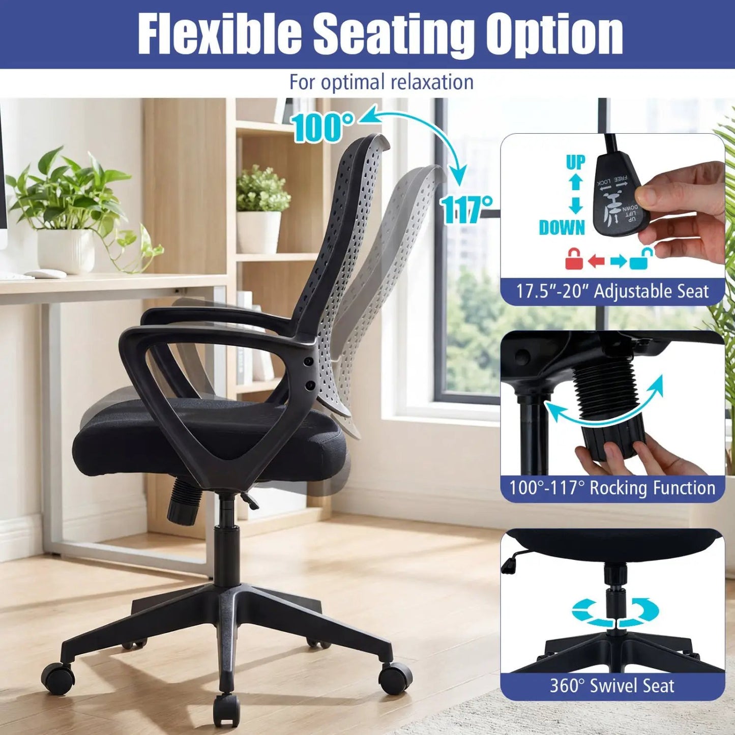 Ergonomic Office Chair with Height Adjustable Back