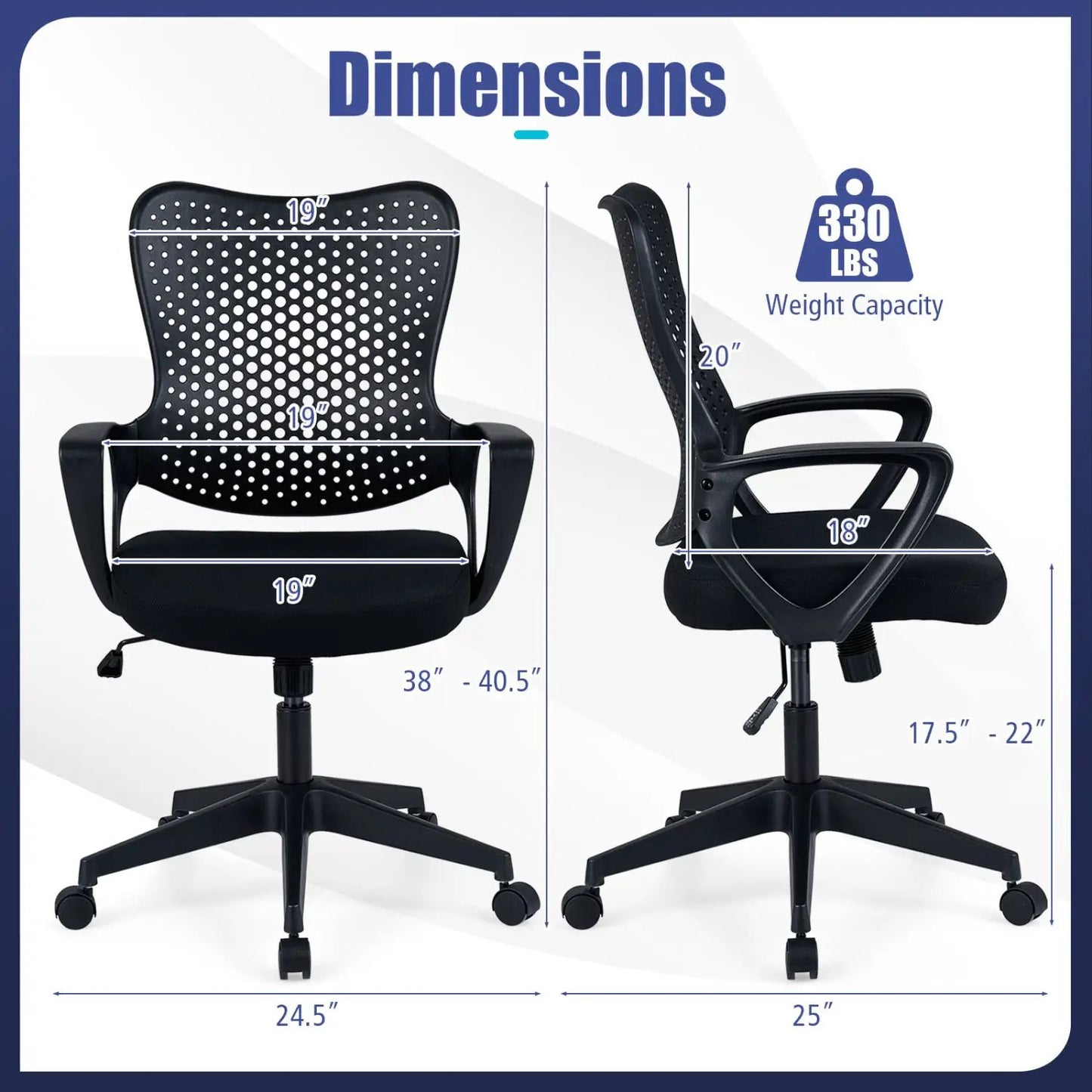 Ergonomic Office Chair with Height Adjustable Back