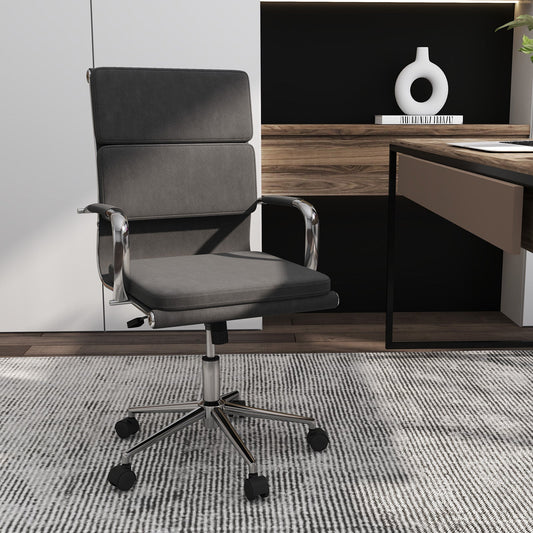 Ergonomic Office Desk Chair with Rocking Backrest and Height-adjustable Padded Seat-Gray - Tampa Home & Garden Store