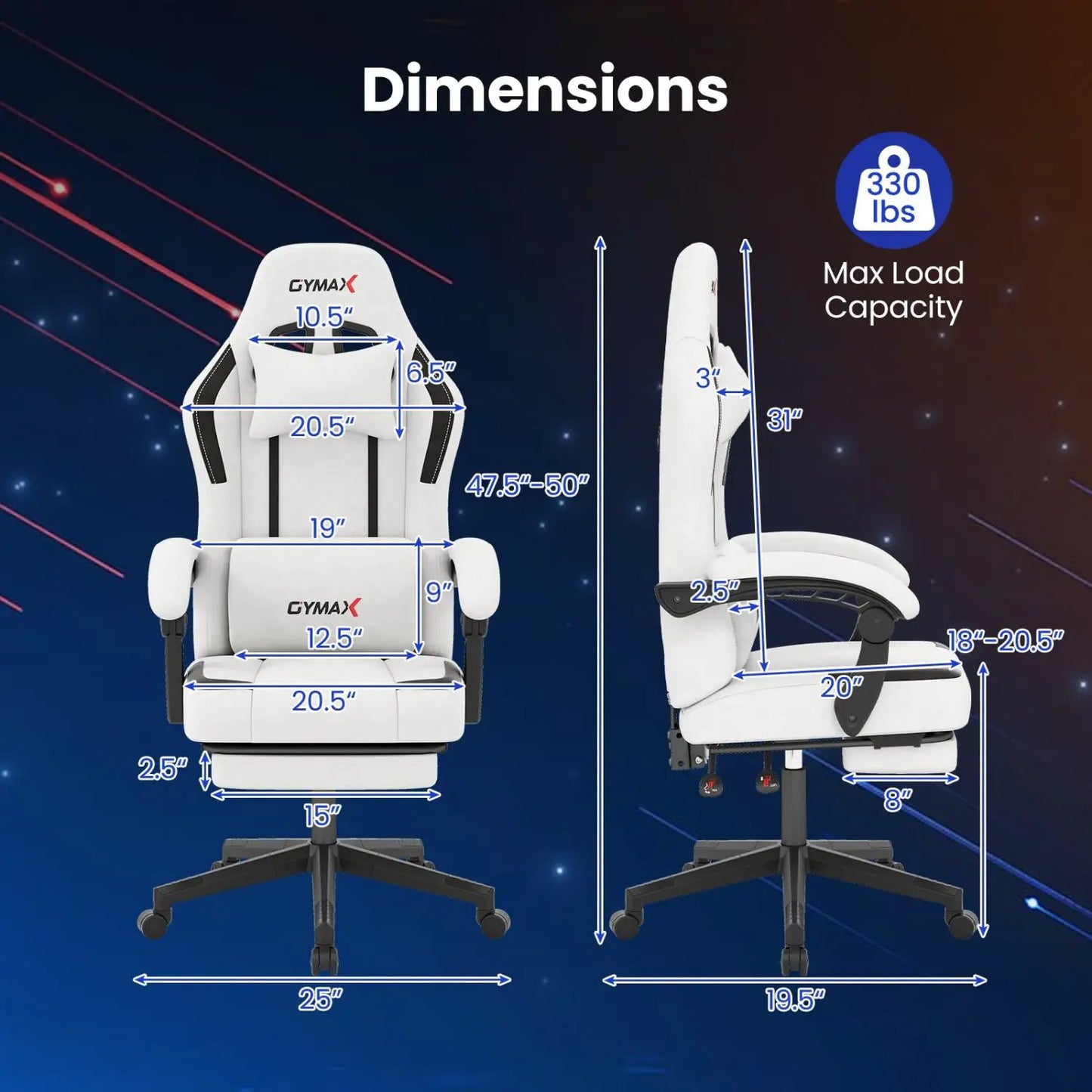 Ergonomic Gaming Chair with Headrest for Home