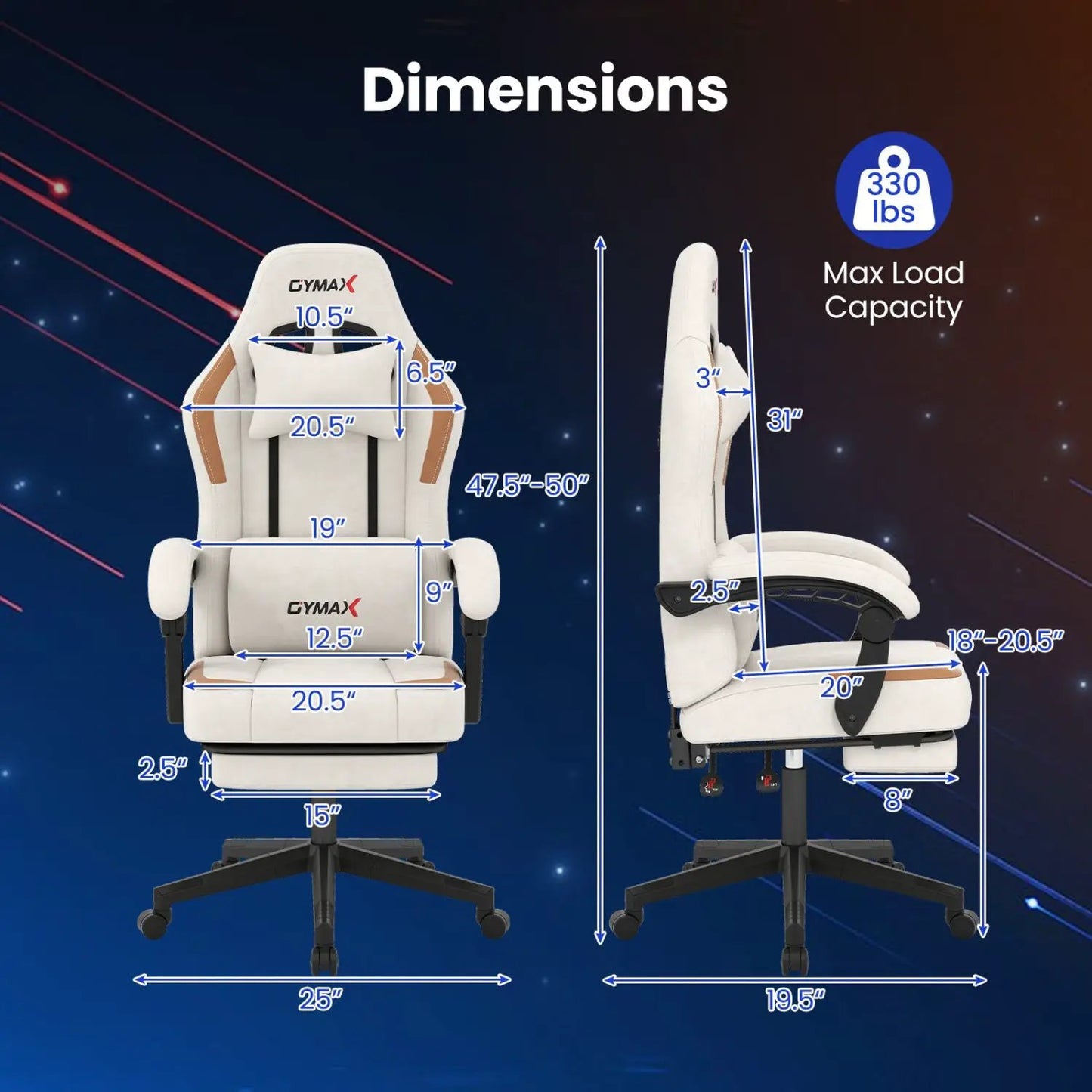 Ergonomic Gaming Chair with Headrest for Home