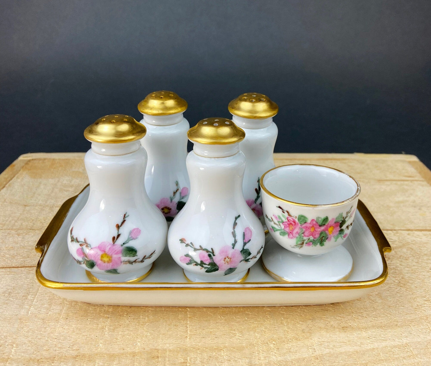 Eschenbach Baronet China Serving Set. Sauce Boat, Three Oval Platters, Egg Cup and Four Shakers with Tray. Germany. Holiday Celebration. - Tampa Home & Garden Store