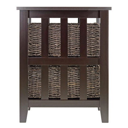 Espresso 3 Tier Accent Table with 2 Small Storage Baskets - Tampa Home & Garden Store