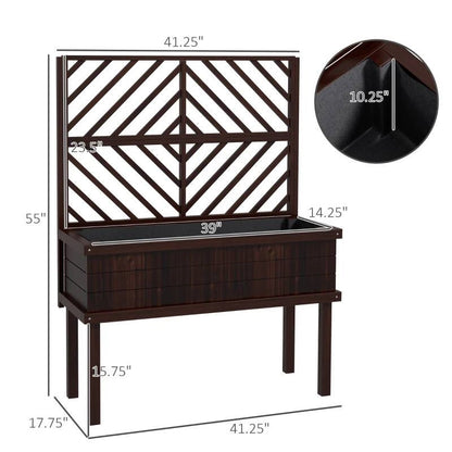 Espresso Fir Wood Elevated Raised Garden Bed With Stylish Climbing Trellis - Tampa Home & Garden Store