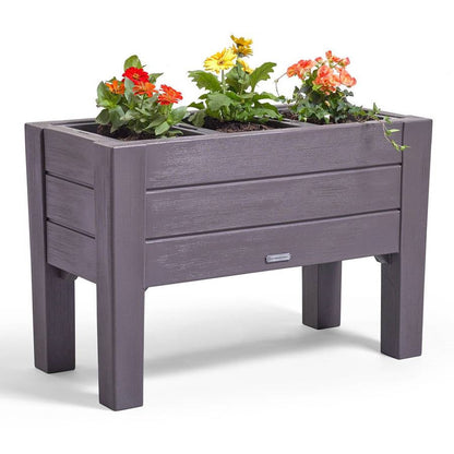 Espresso Rectangular Plastic Raised Garden Bed Planter Box with Removeable Trays - Tampa Home & Garden Store