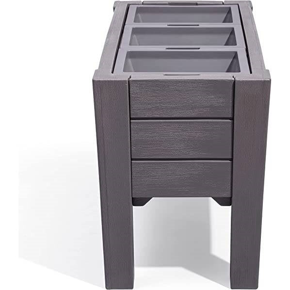 Espresso Rectangular Plastic Raised Garden Bed Planter Box with Removeable Trays - Tampa Home & Garden Store