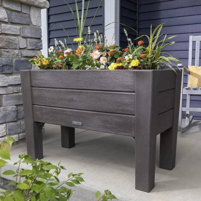 Espresso Rectangular Plastic Raised Garden Bed Planter Box with Removeable Trays - Tampa Home & Garden Store