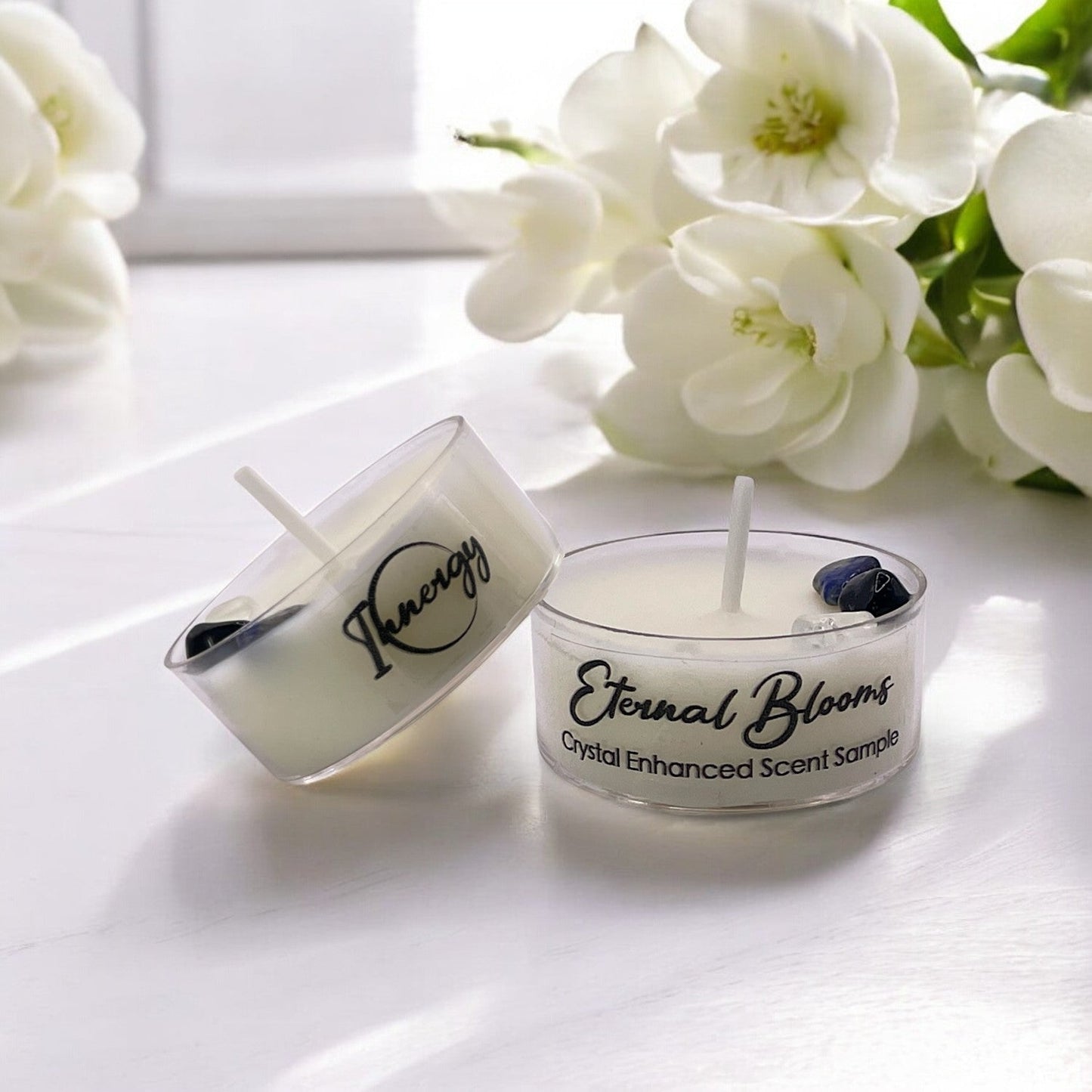 Eternal Blooms, Premium Coconut-Soy Wax Tea Light Crystal Candle, 1oz - Tampa Home & Garden Store