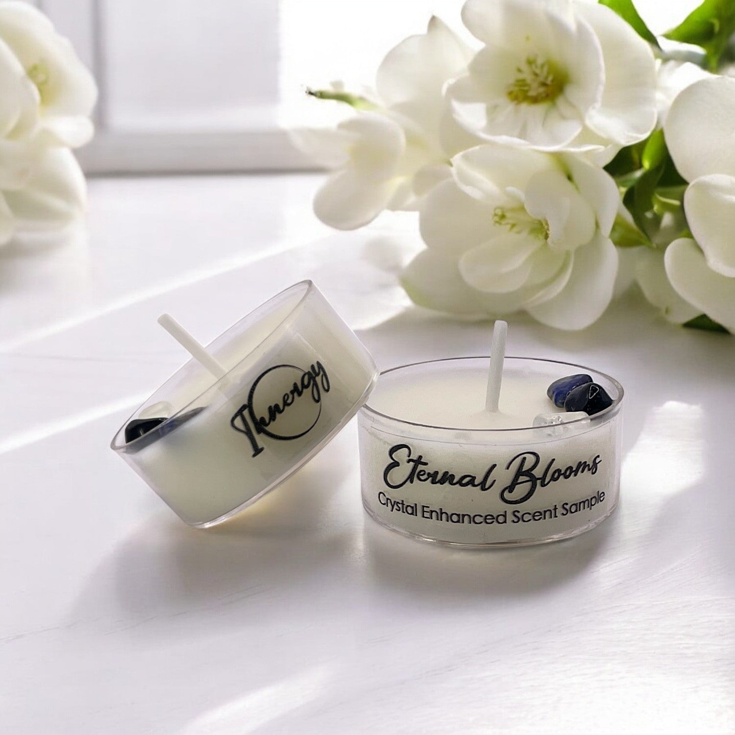 Eternal Blooms, Premium Coconut-Soy Wax Tea Light Crystal Candle, 1oz - Tampa Home & Garden Store