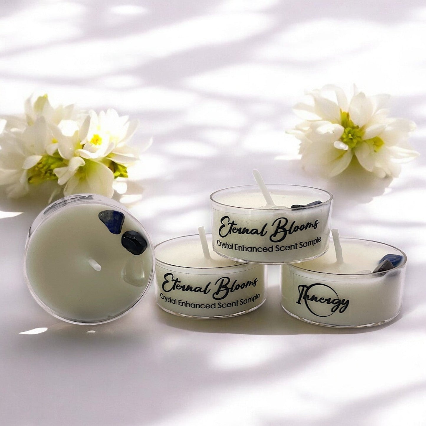 Eternal Blooms, Premium Coconut-Soy Wax Tea Light Crystal Candle, 1oz - Tampa Home & Garden Store