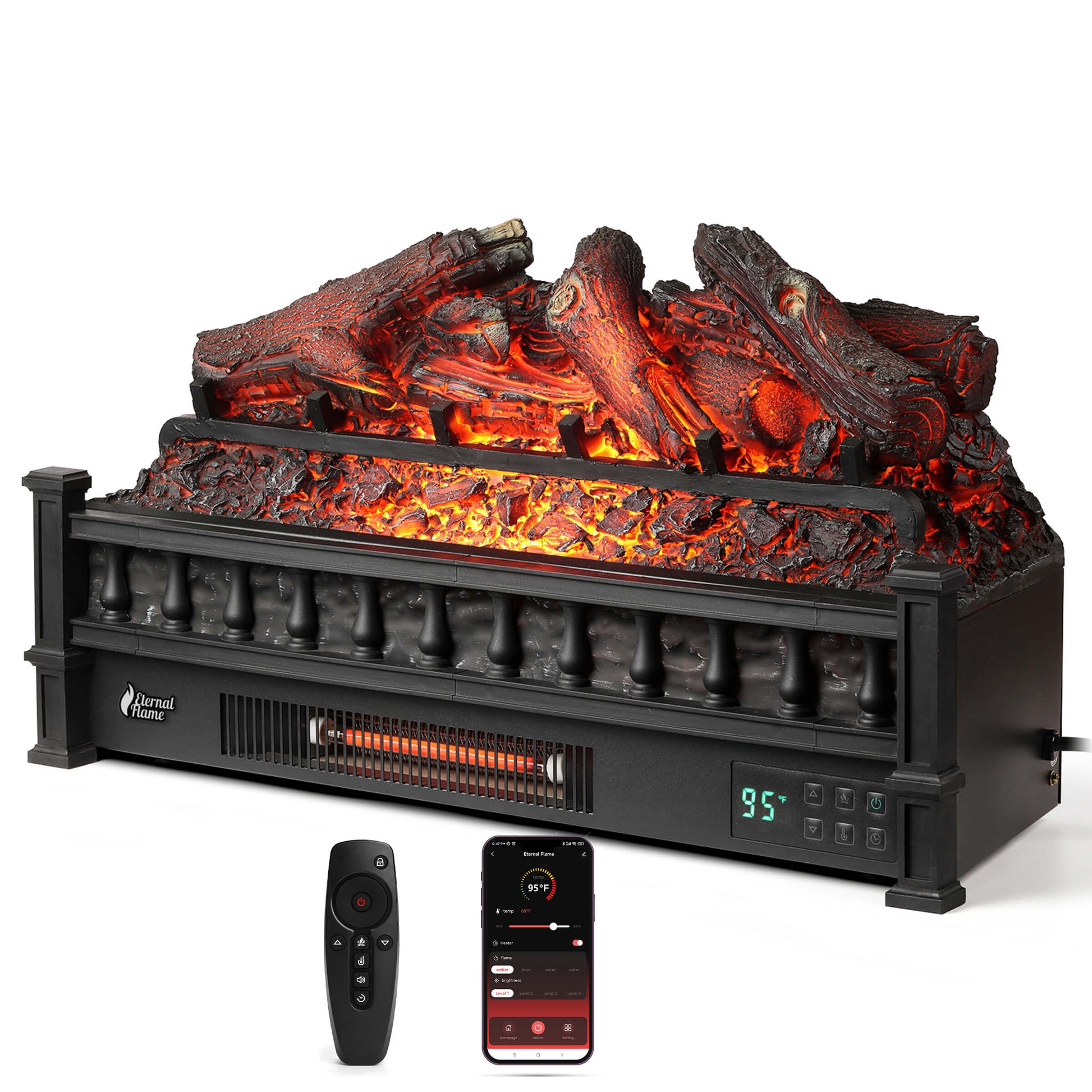 Eternal Flame EF26-LG Smart Electric Fireplace Logs, WiFi Enabled - Tampa Home & Garden Store