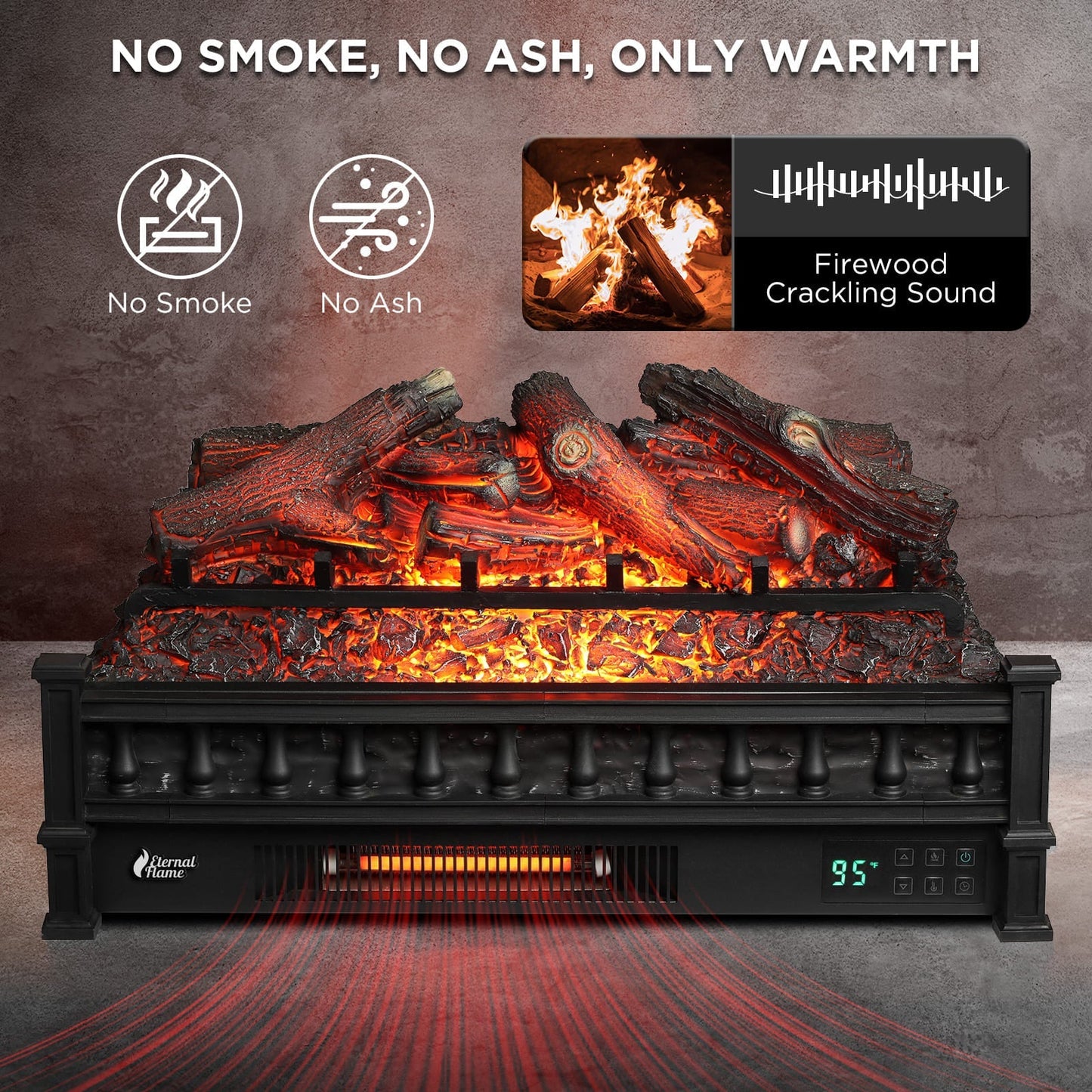 Eternal Flame EF26-LG Smart Electric Fireplace Logs, WiFi Enabled - Tampa Home & Garden Store