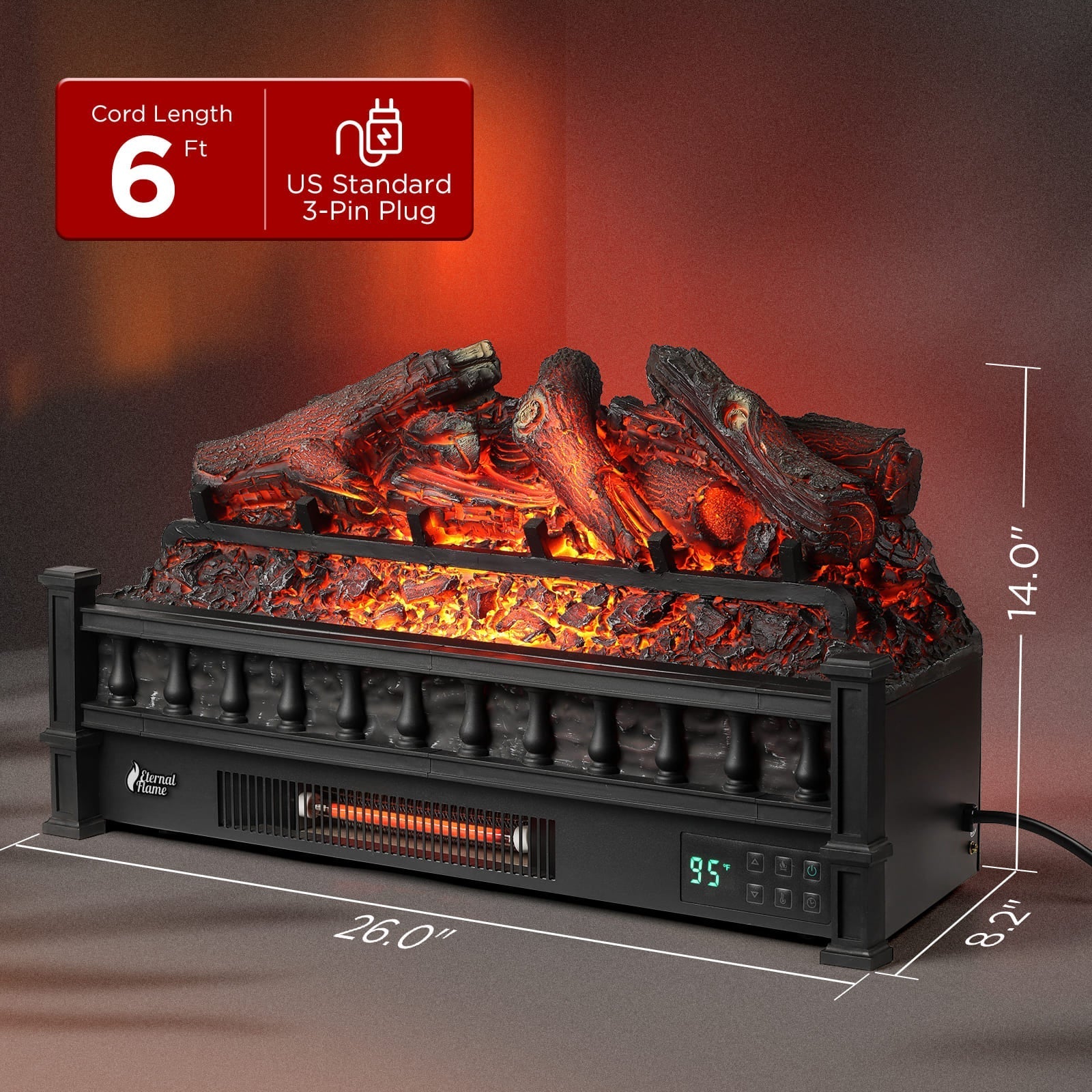 Eternal Flame EF26-LG Smart Electric Fireplace Logs, WiFi Enabled - Tampa Home & Garden Store
