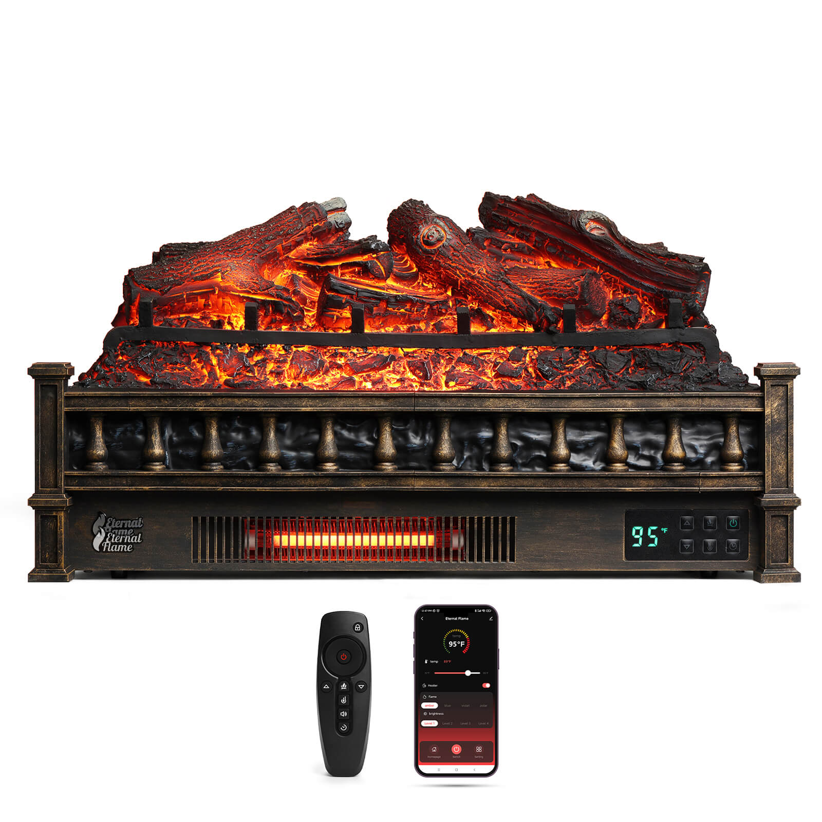 Eternal Flame EF26-LG Smart Electric Fireplace Logs, WiFi Enabled - Tampa Home & Garden Store