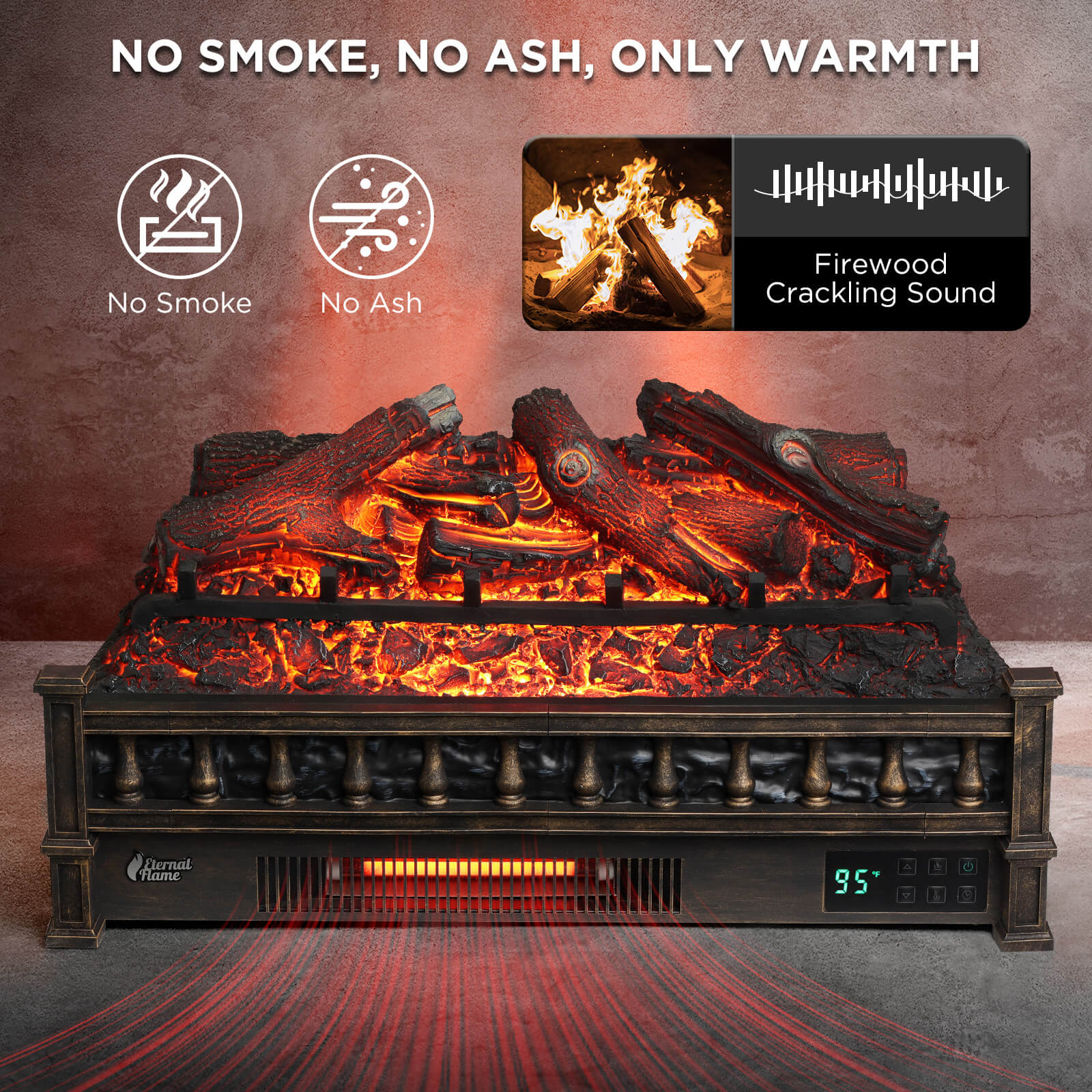 Eternal Flame EF26-LG Smart Electric Fireplace Logs, WiFi Enabled - Tampa Home & Garden Store