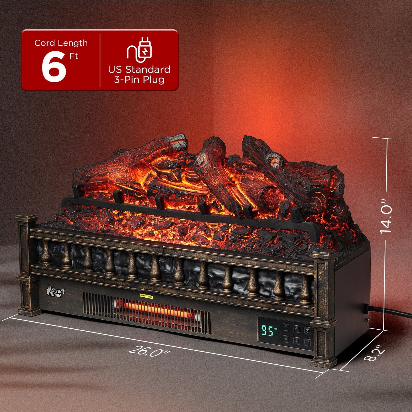 Eternal Flame EF26-LG Smart Electric Fireplace Logs, WiFi Enabled - Tampa Home & Garden Store