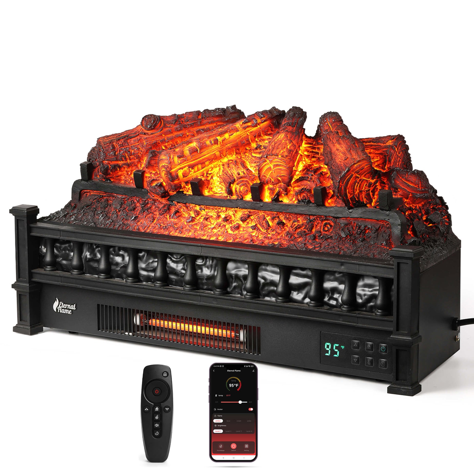 Eternal Flame EF26-PB Smart Electric Fireplace Logs, WiFi Enabled - Tampa Home & Garden Store