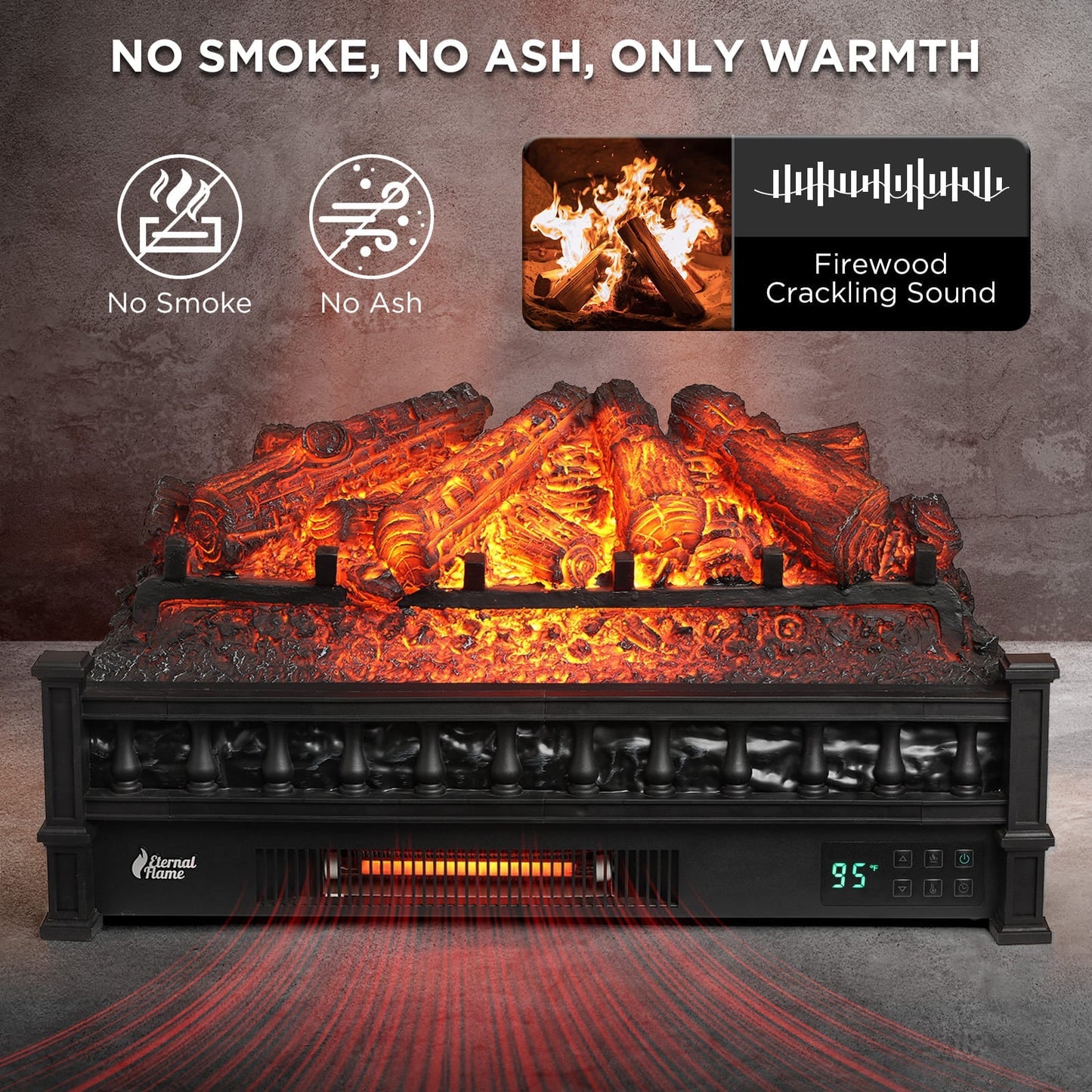 Eternal Flame EF26-PB Smart Electric Fireplace Logs, WiFi Enabled - Tampa Home & Garden Store