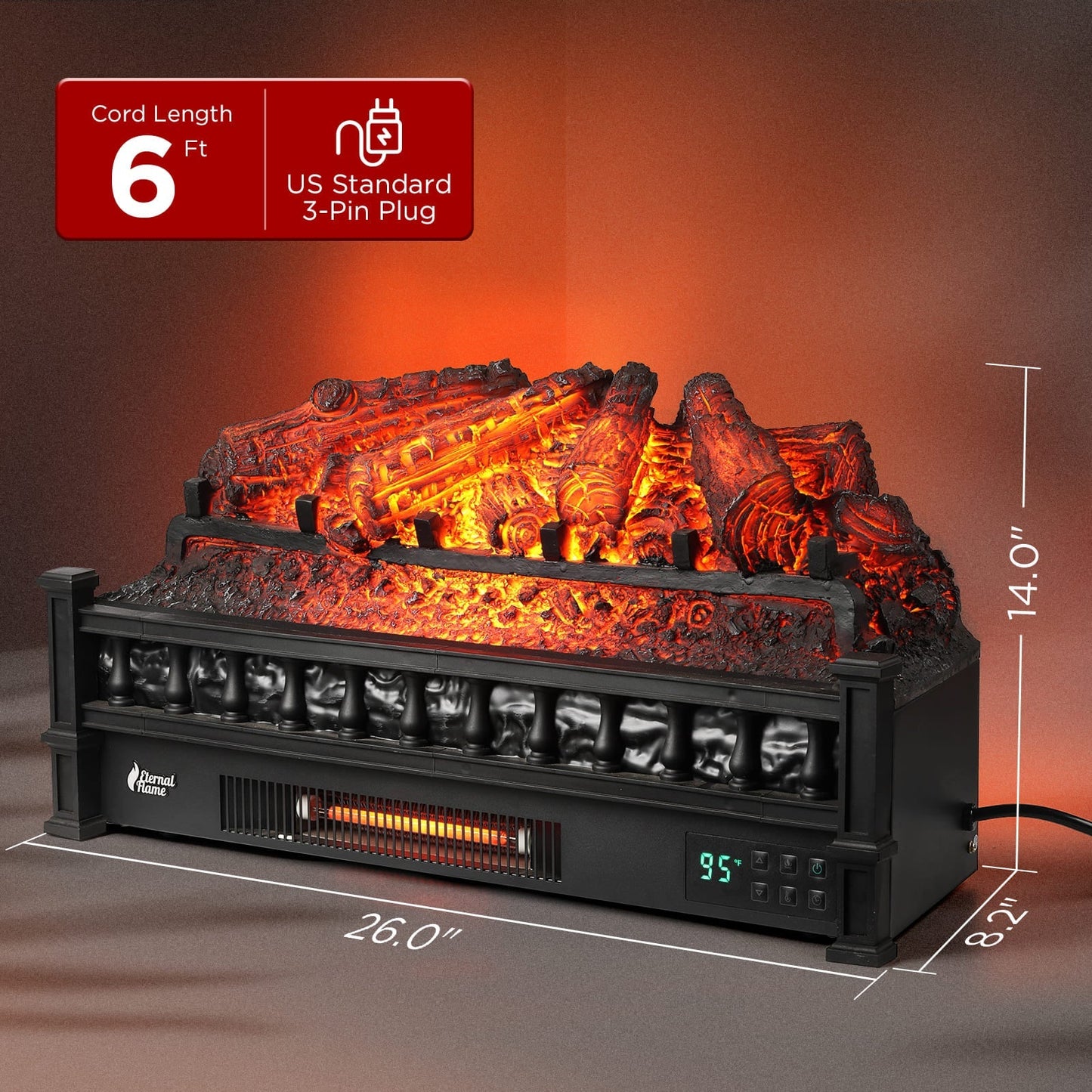 Eternal Flame EF26-PB Smart Electric Fireplace Logs, WiFi Enabled - Tampa Home & Garden Store